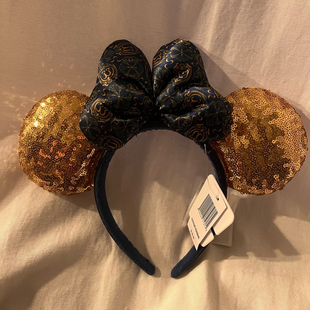 NWT Club 33 Blue and Gold Minnie Ear Headband